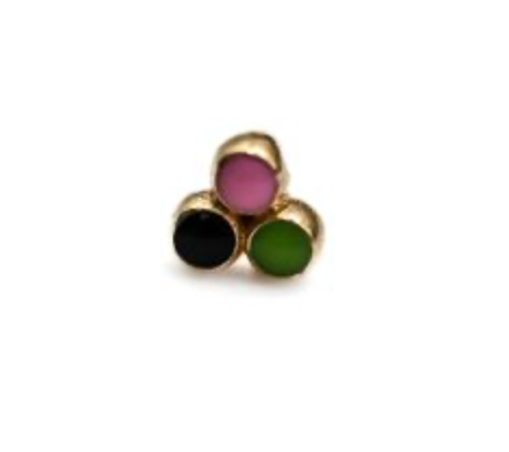 PUPIL HALL MINI TRI ME -14k Yellow Gold- ENAMEL TRI BEAD