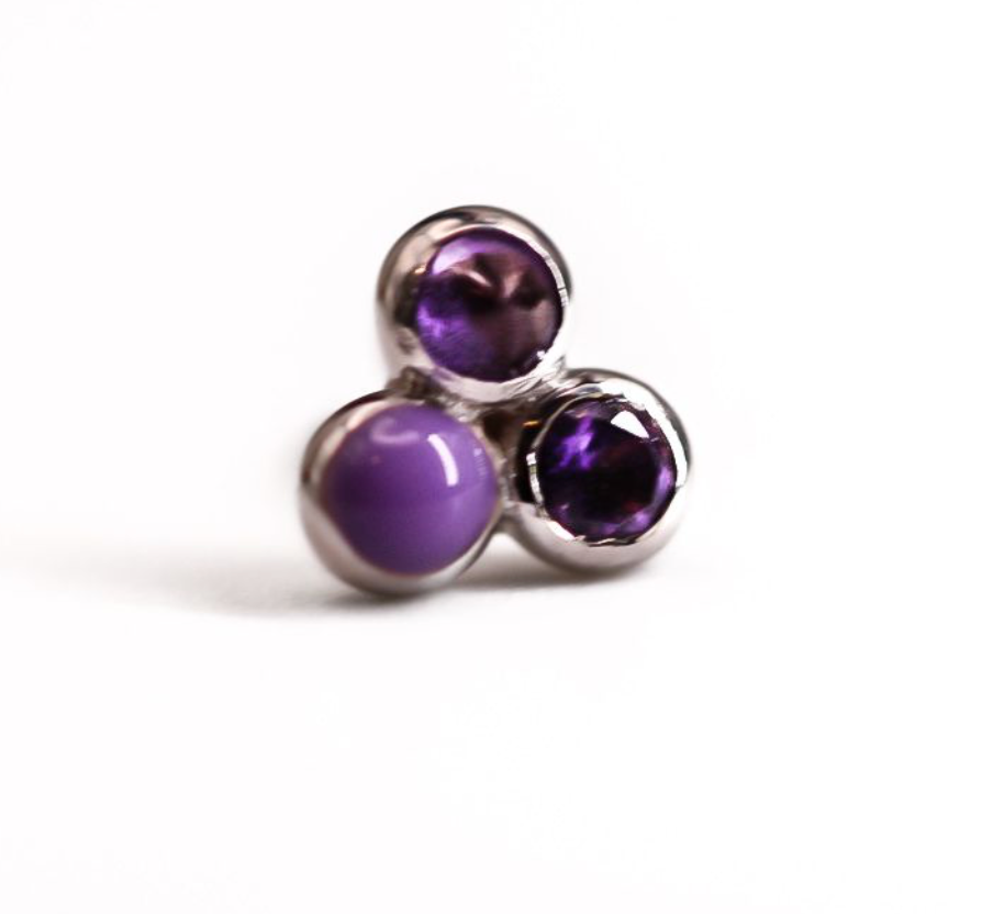 PUPIL HALL TRI ME -14k White Gold- ENAMEL MIX TRI BEAD