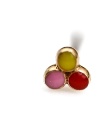 PUPIL HALL MINI TRI ME -14k Yellow Gold- ENAMEL TRI BEAD