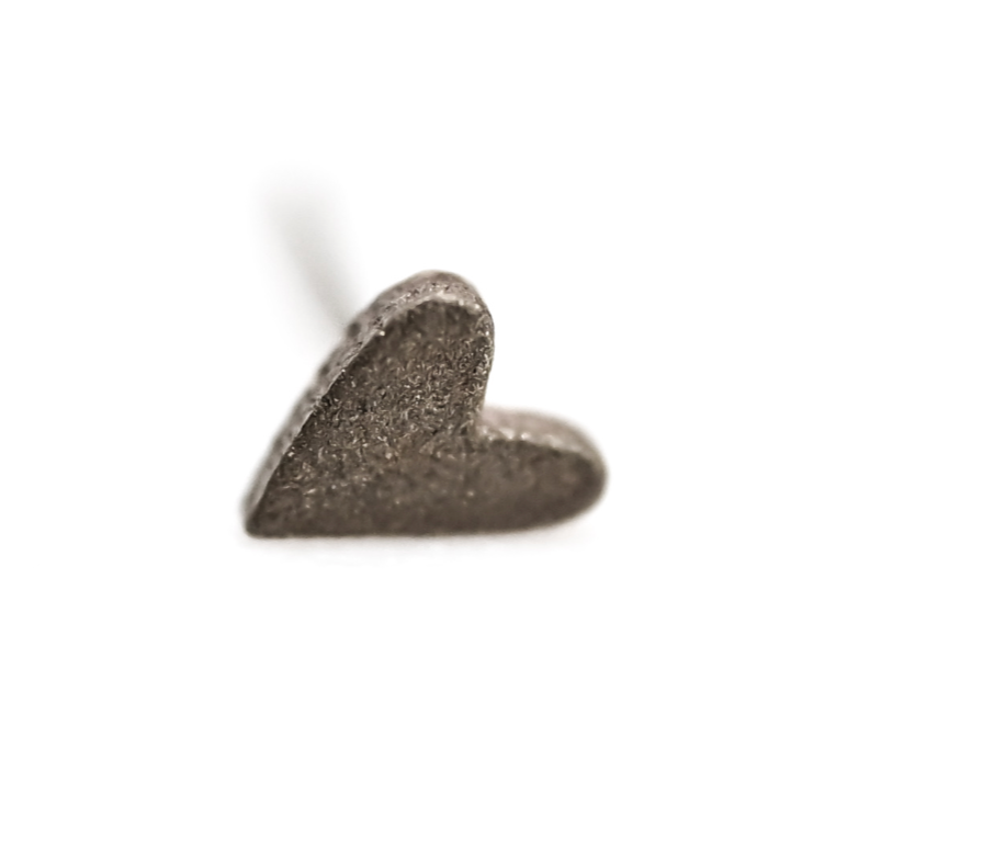PUPIL HALL TICKER -14k White Gold- TEXTURED HEART