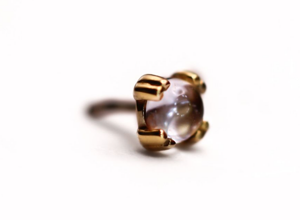 BVLA CAB PRONG -14k Yellow Gold- ROSE QUARTZ