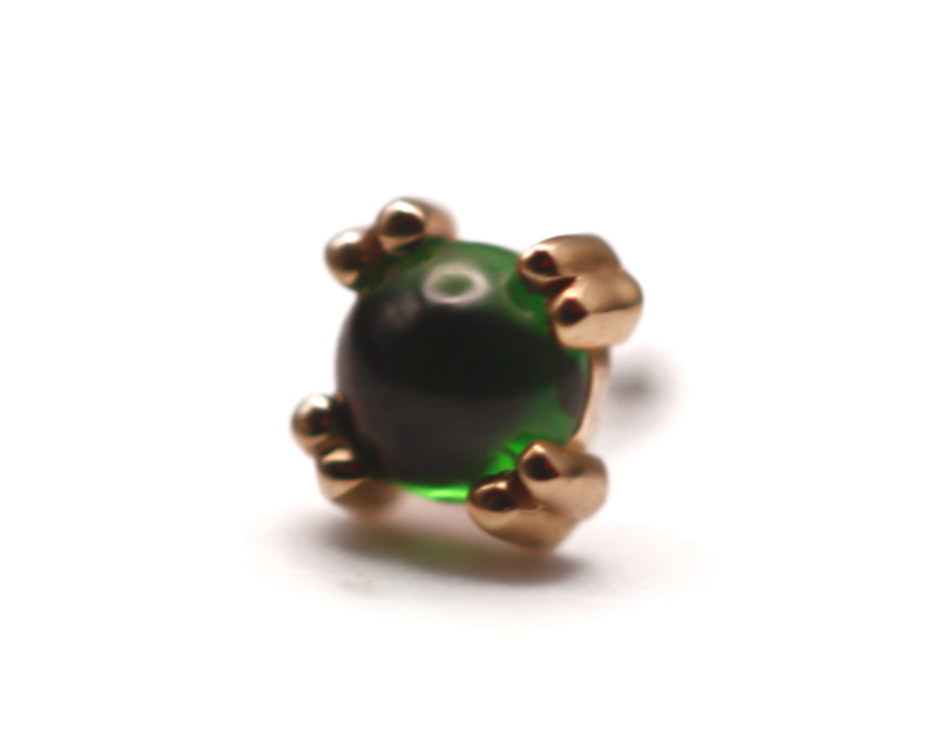 BVLA CAB PRONG -14k Yellow Gold- GREEN TOURMALINE