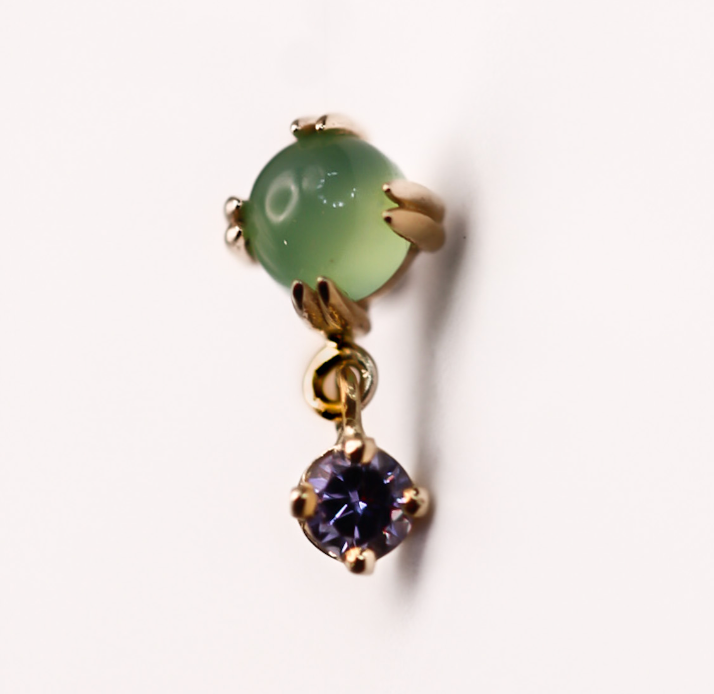 BVLA 14k Yellow Gold DUET- CHRYSOPRASE / TANZANITE