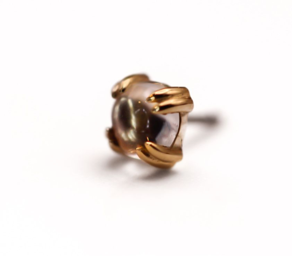 BVLA CAB PRONG -14k Yellow Gold- RAINBOW MOONSTONE