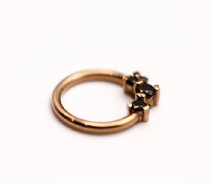 BVLA RIPPLE SEAM RING -14k Yellow Gold- BLACK DIAMOND