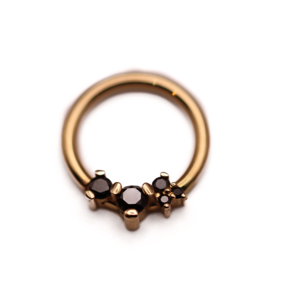 BVLA RIPPLE SEAM RING -14k Yellow Gold- BLACK DIAMOND