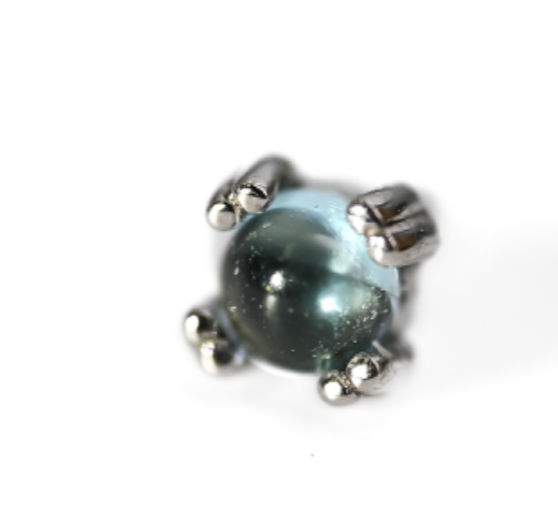 BVLA CAB PRONG -14k White Gold- SWISS BLUE TOPAZ