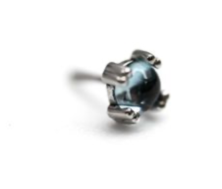 BVLA CAB PRONG -14k White Gold- SWISS BLUE TOPAZ
