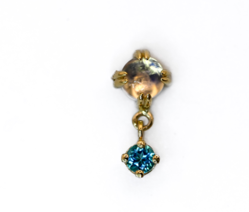 BVLA 14k Yellow Gold DUET- RAINBOW MOONSTONE / PARAIBA TOPAZ