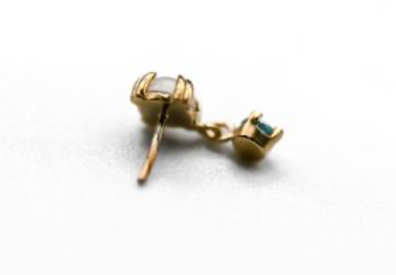 BVLA 14k Yellow Gold DUET- RAINBOW MOONSTONE / PARAIBA TOPAZ