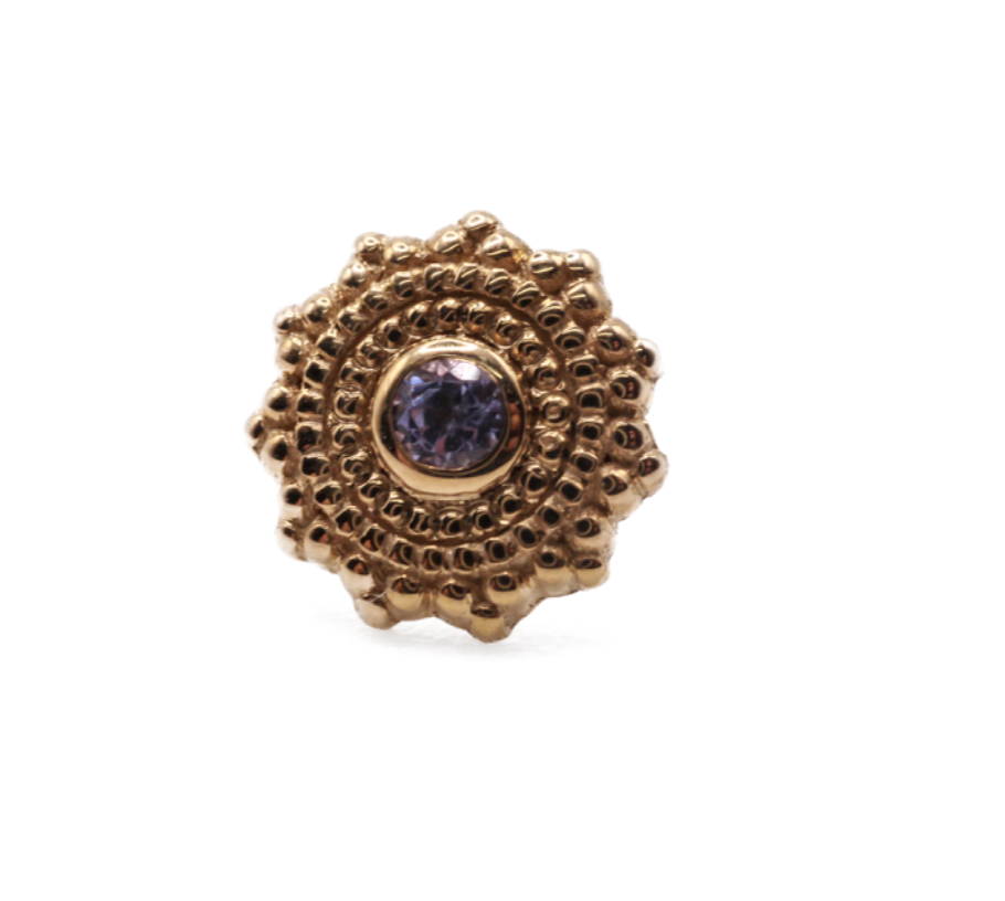 BVLA 14k Yellow Gold Round Afghan - 6mm - TANZANITE