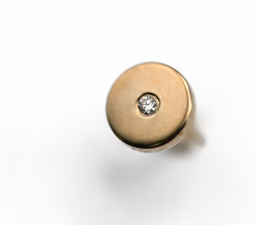 BVLA 14k Yellow Gold 16g threaded POST- DIAMOND