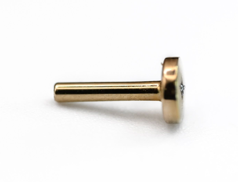 BVLA 14k Yellow Gold 16g threaded POST- DIAMOND