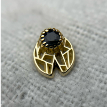 KIWI LADYBUG- 15k Yellow Gold- BLACK CZ